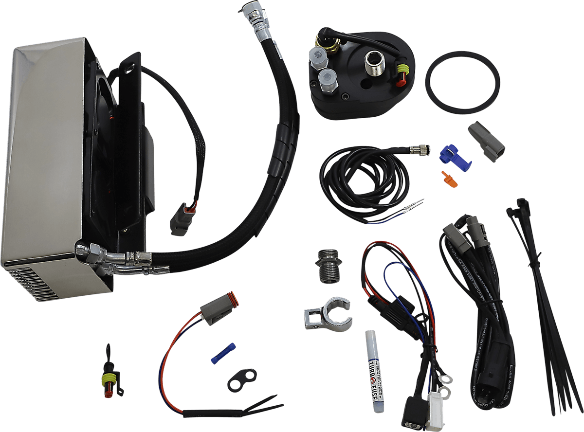 3.0 Below Regulator Mount Oil Cooler with Fan Kit — CVO Road King FLHRSE, Electra Glide Police  FLHTPI, Electra Glide Ultra Classic Low FLHTCUL +31 more 2009-2016