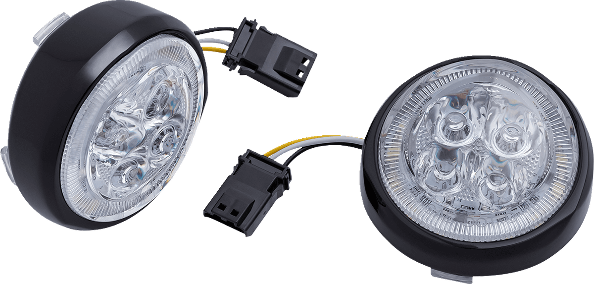 LED Fang® Front Signal Light Inserts with Bezel — FLHTCUTGSE CVO Tri Glide, FLHTKSE CVO Limited, FLHXSE CVO Street Glide +4 more 2016-2022