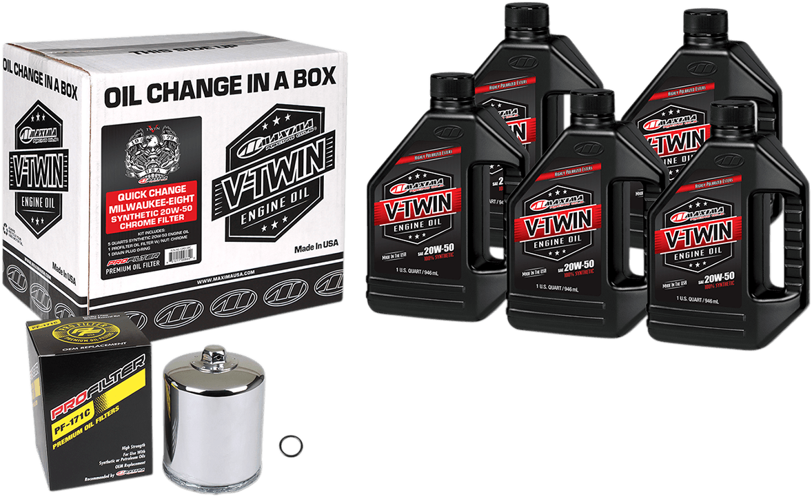 Quick Change M8 Synthetic 20W-50 Oil Change Kit - Chrome Filter