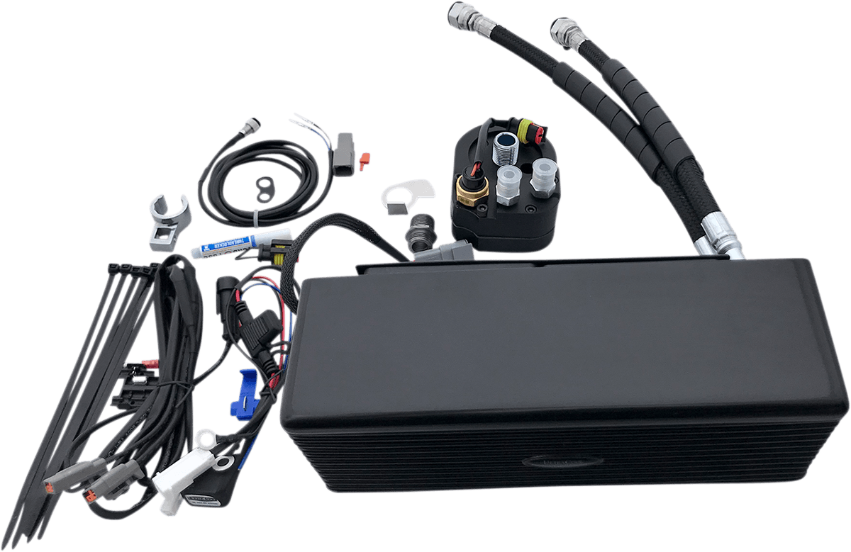 Below Regulator Mount Oil Cooler Kit with Fan for S&S T Series Engines — FXD Dyna Super Glide, FXDB Street Bob, FXDC Super Glide Custom +21 more 1993-2017