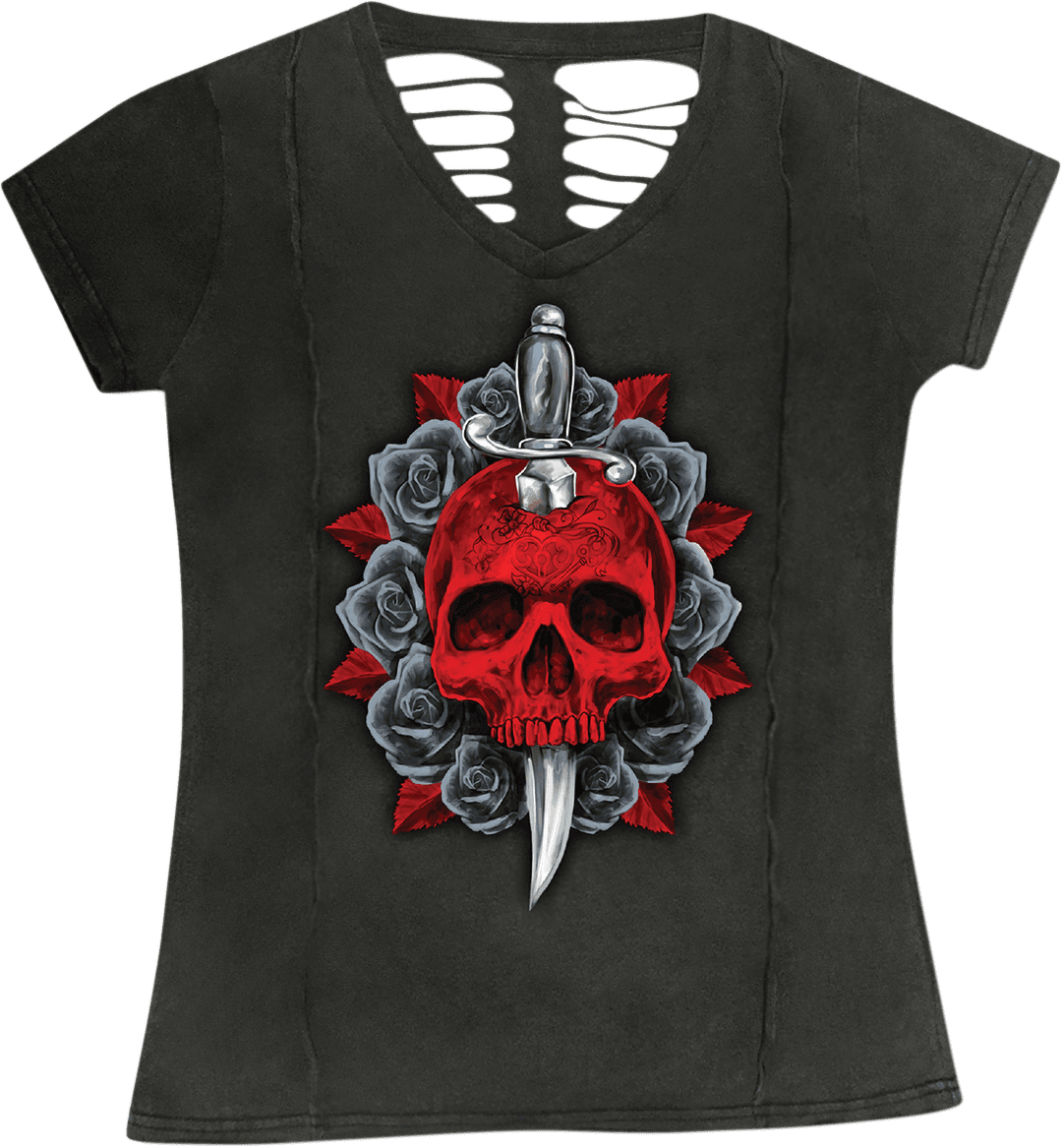 Women's Dagger Skull T-Shirt - Gray - Small