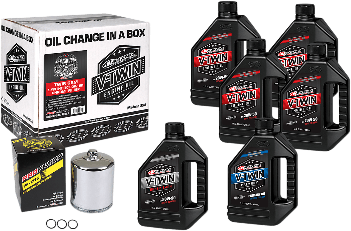 Twin Cam Synthetic 20W-50 Oil Change Kit - Chrome Filter