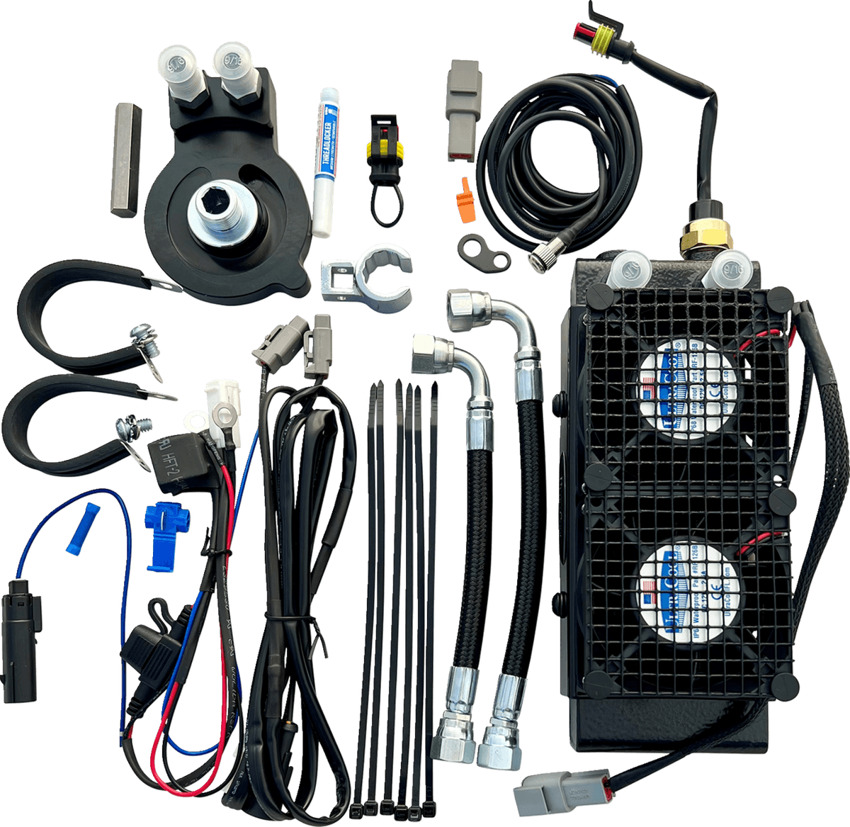 Oil Cooler Kit — Electra Glide Police  FLHTPI, FLDE Deluxe 107, FLFB Fat Boy 107 +42 more 2017-2025