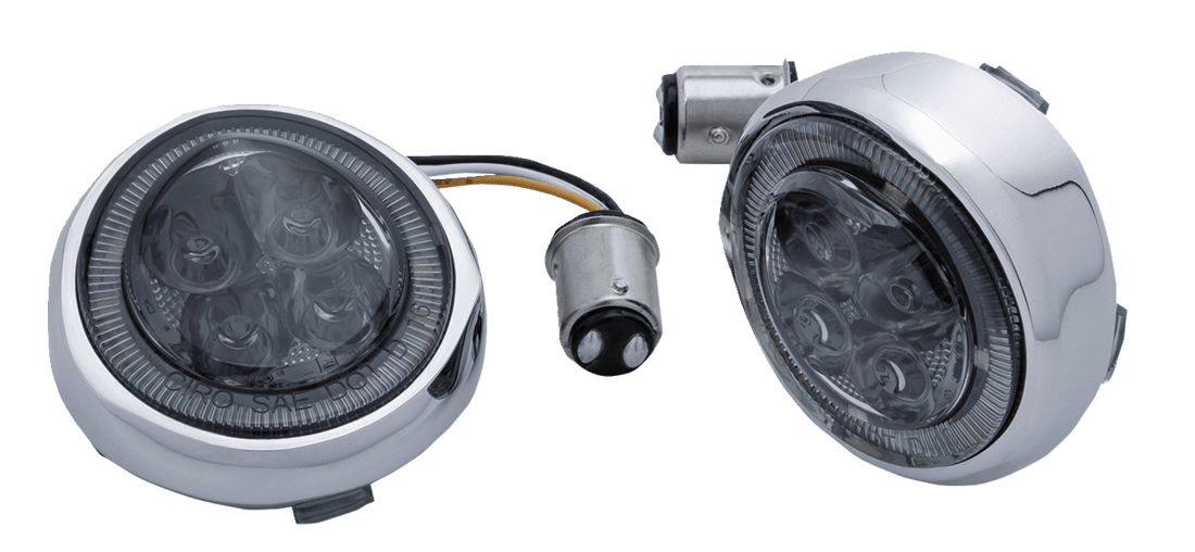 Turn Signal Insert - Amber/White LED - Smoke Lens - Chrome