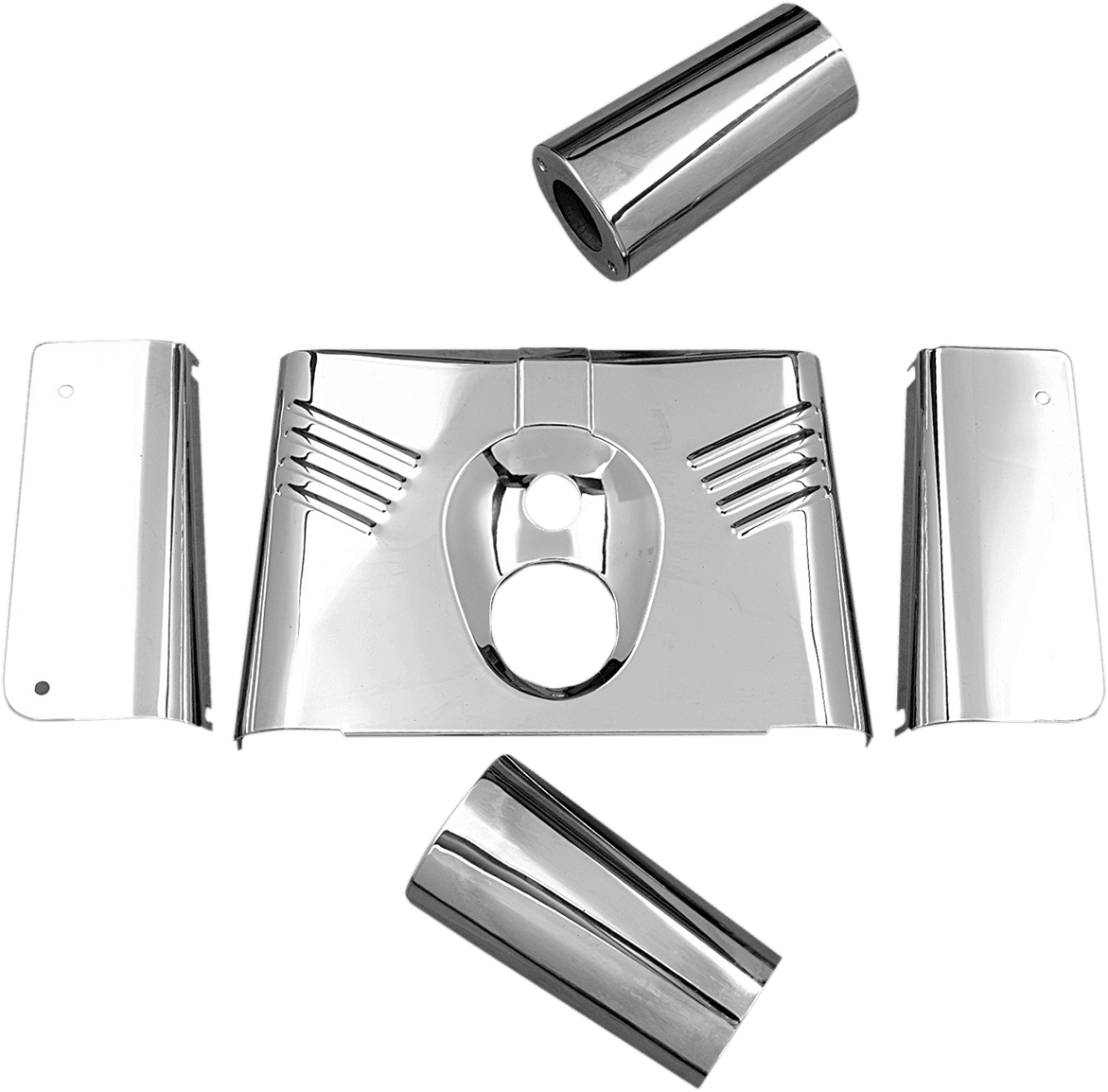 Fork Tins - Chrome - Ribbed - '86-'17 FLST - 5-Piece
