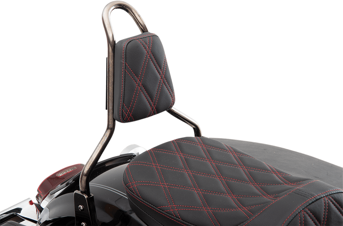 Tapered Backrest Pad - Double Diamond - Red Stitch