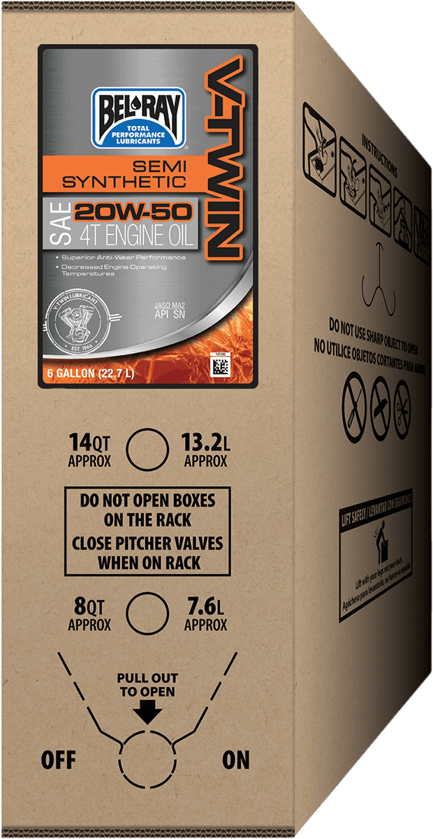 V-Twin Semi-Synthetic Oil - 20W-50 - 6 U.S. gal. - Bag-In-Box