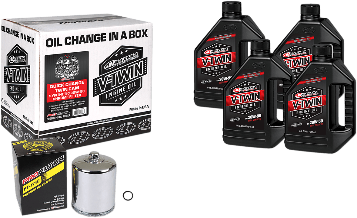 Quick Change Twin Cam Synthetic 20W-50 Oil Change Kit - Chrome Filter