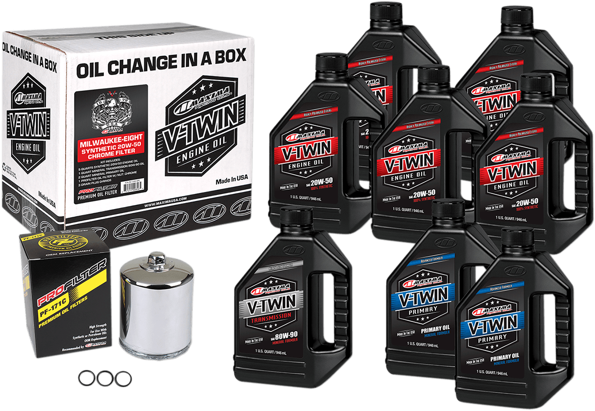 M8 Synthetic 20W-50 Oil Change Kit - Chrome Filter