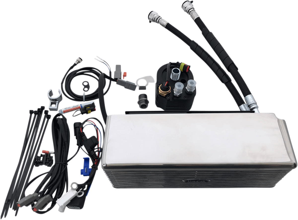 Below Regulator Mount Oil Cooler Kit with Fan for S&S T Series Engines — FLD Switchback, FXD Dyna Super Glide, FXDB Street Bob +22 more 1993-2017