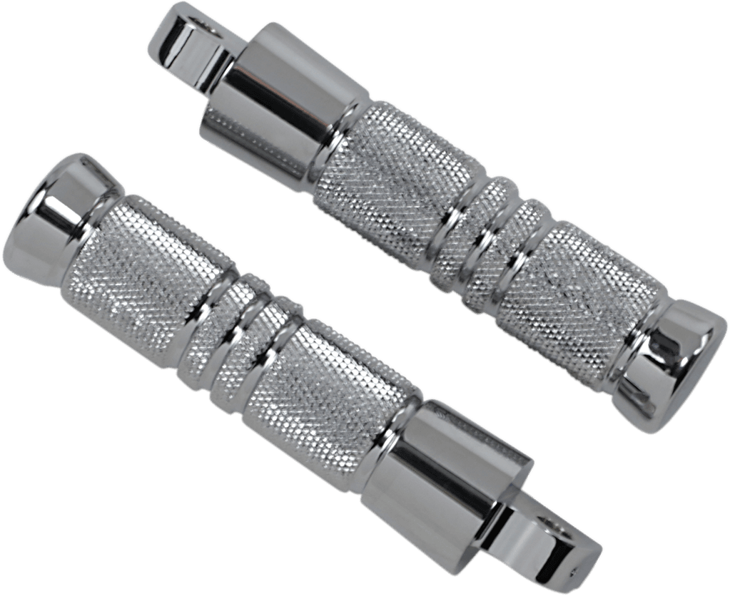 Knurled Foot Pegs - Male Mount - Chrome