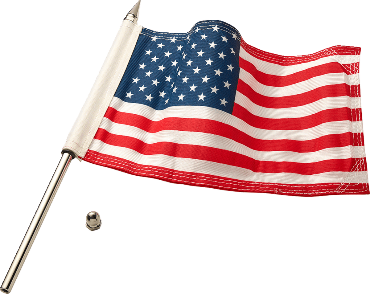Flag Pole - 12" - With 6"x9" American Flag - Polished Stainless Steel
