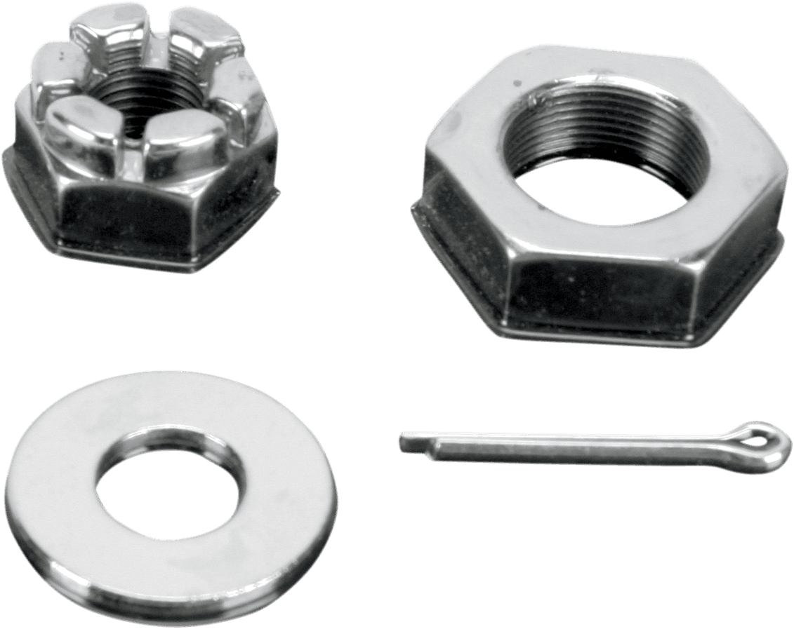 Nuts with Washers Kit - Front/Axle - Hex - Chrome - '66-'71 Touring