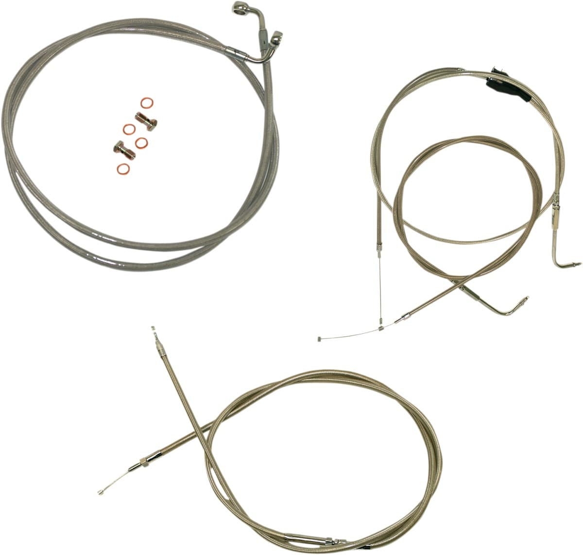 Standard Stainless Braided Handlebar Cable/Brake Line Kit - Mini Ape Hangers - '96-'07 Touring