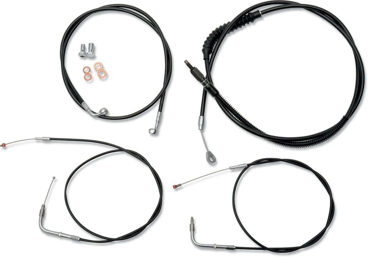 Standard Black Vinyl Handlebar Cable/Brake Line Kit - 12"-14" Ape Hangers - '00-'06 FXST