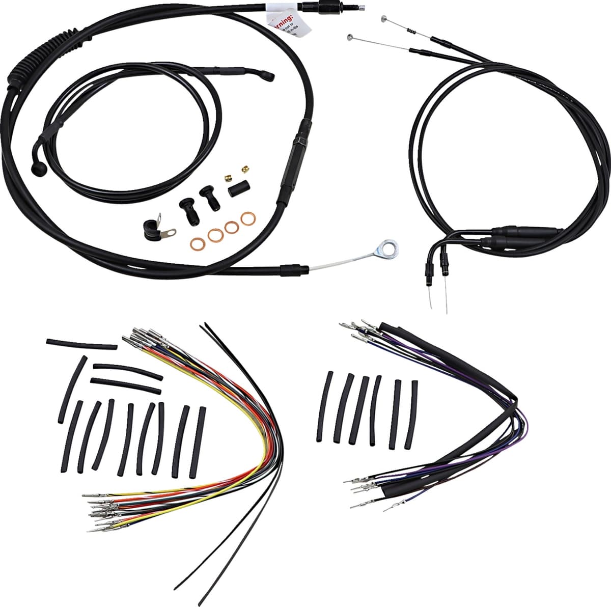 Complete Black Vinyl Handlebar Cable/Line Kit for Ape Hangers - 14" - '00-'06 FLST