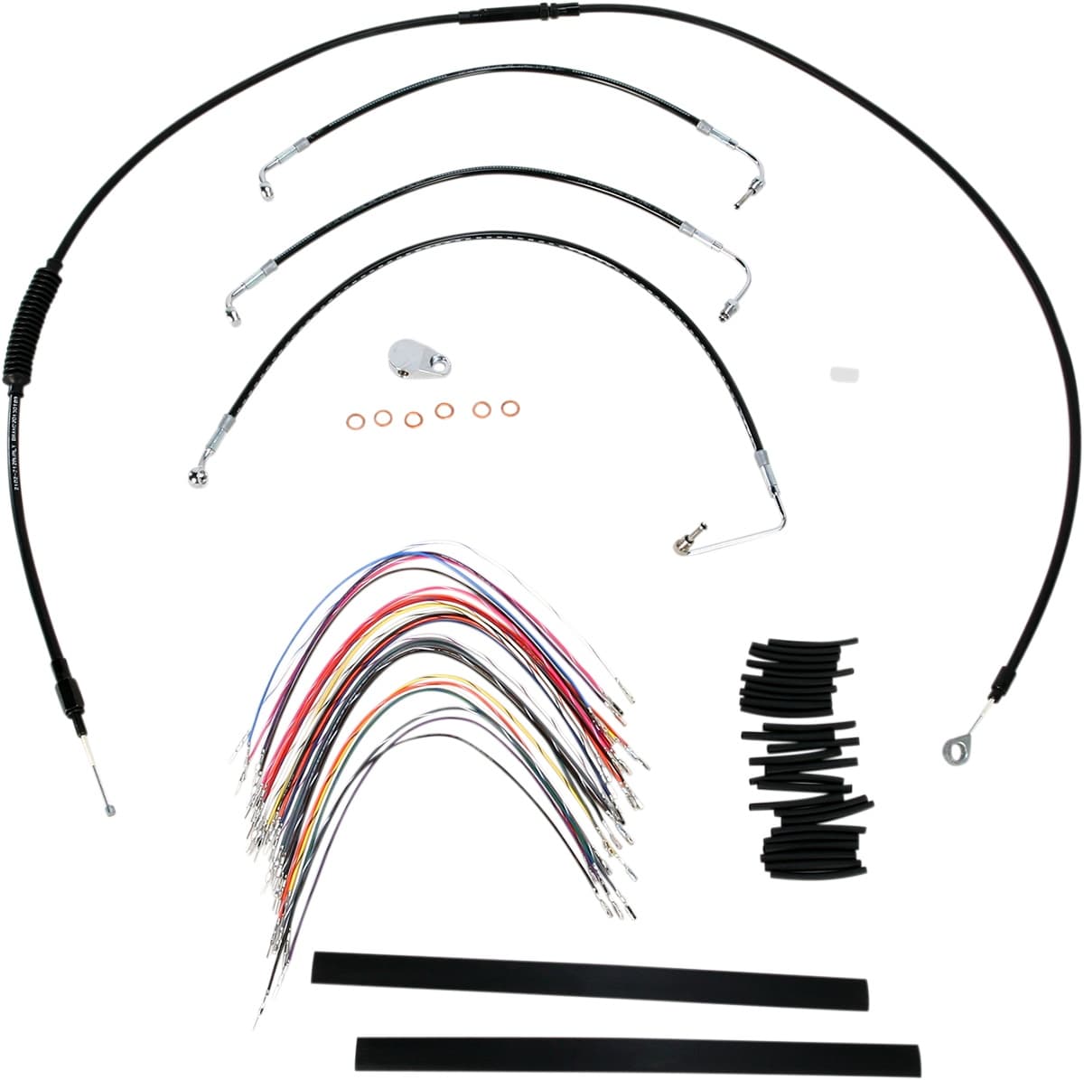 Complete Black Vinyl Handlebar Cable/Line Kit for Ape Hangers - 13" - '08-'13 FLH