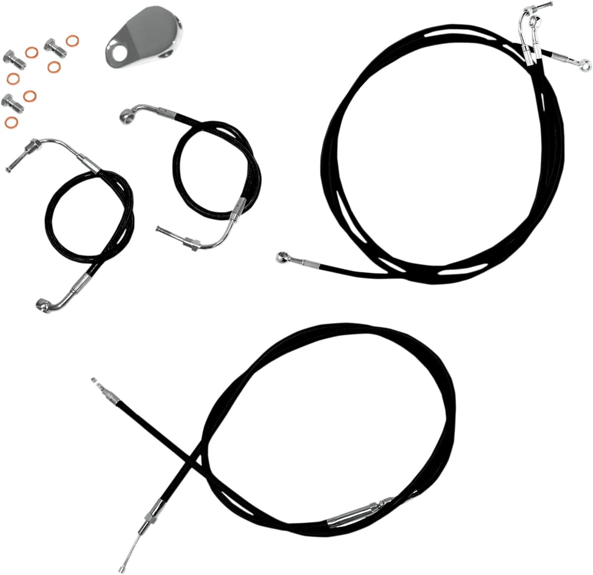 Standard Black Vinyl Handlebar Cable/Brake Line Kit - 12"-14" Ape Hangers - '08-'13 FLTR