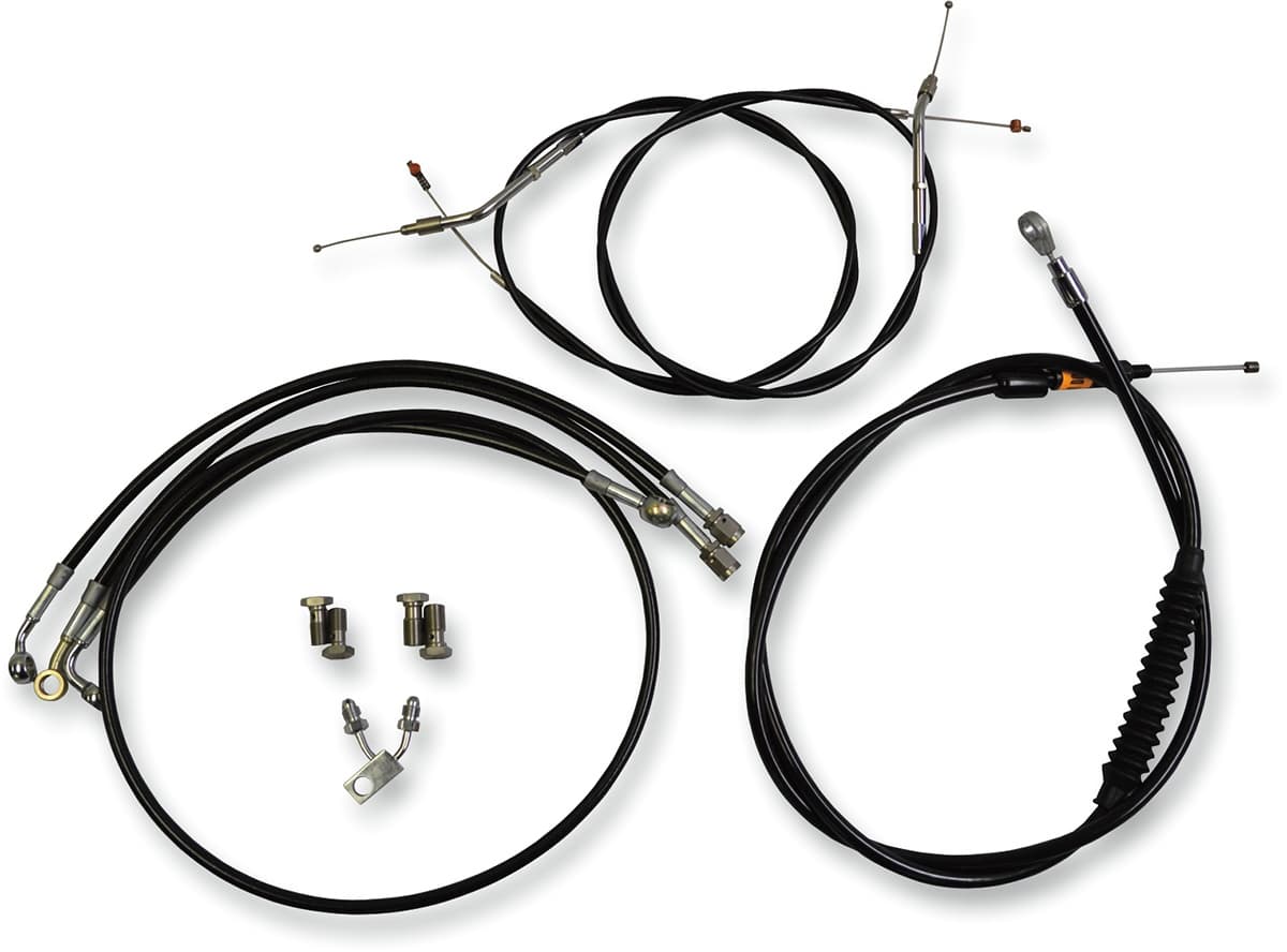 Standard Black Vinyl Handlebar Cable/Brake Line Kit - 12"-14" Ape Hangers - '11-'14 Softail