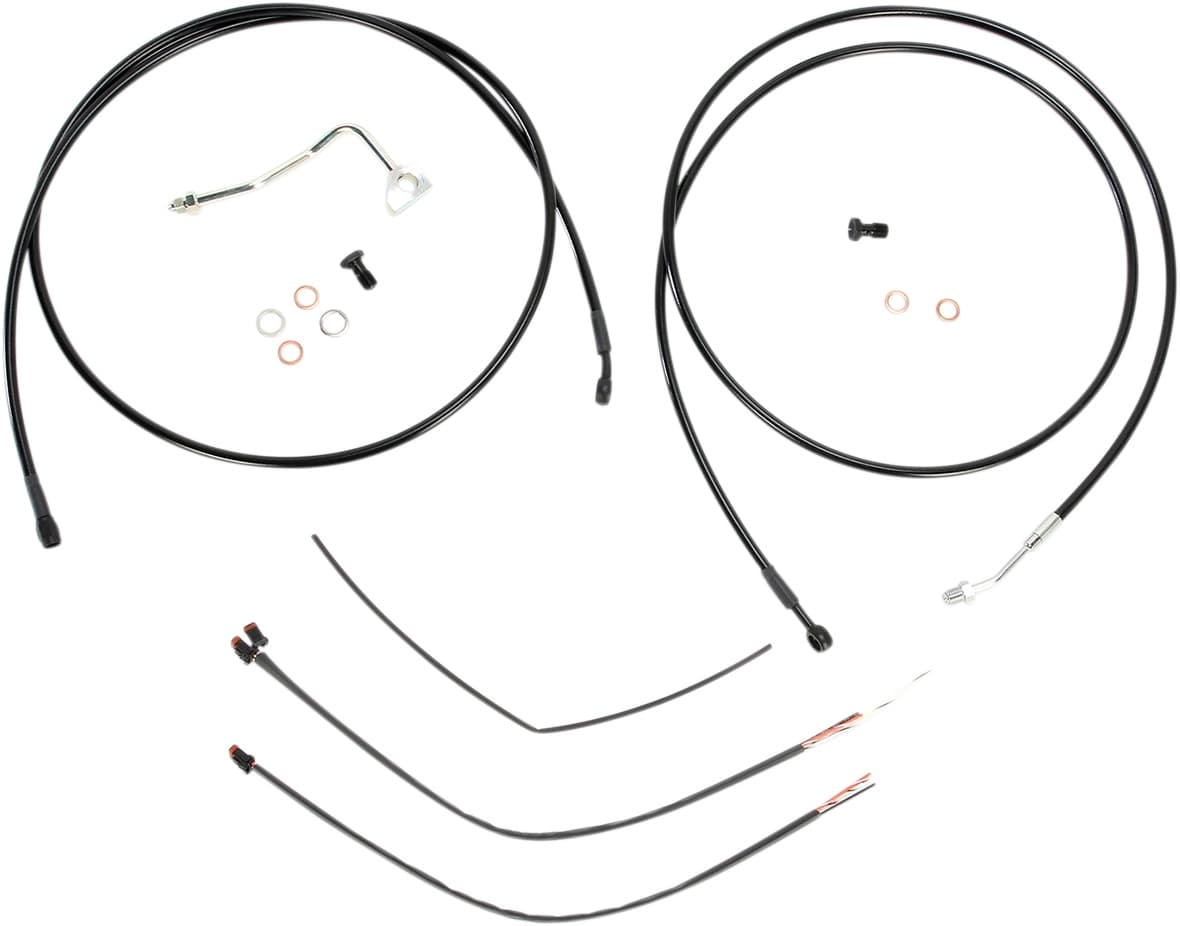 Complete Black Vinyl Handlebar Cable/Line Kit for Ape Hangers - 13" - ABS - '14-'16 FLH