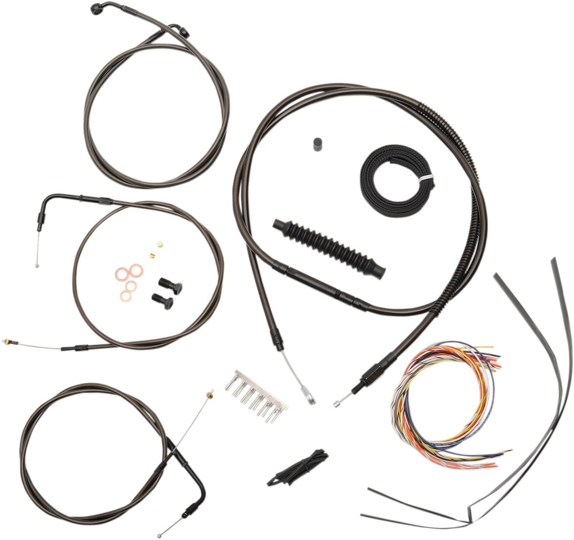 Complete Midnight Braided Cable Kit - 12"-14" Handlebars - '11-'15 Softail