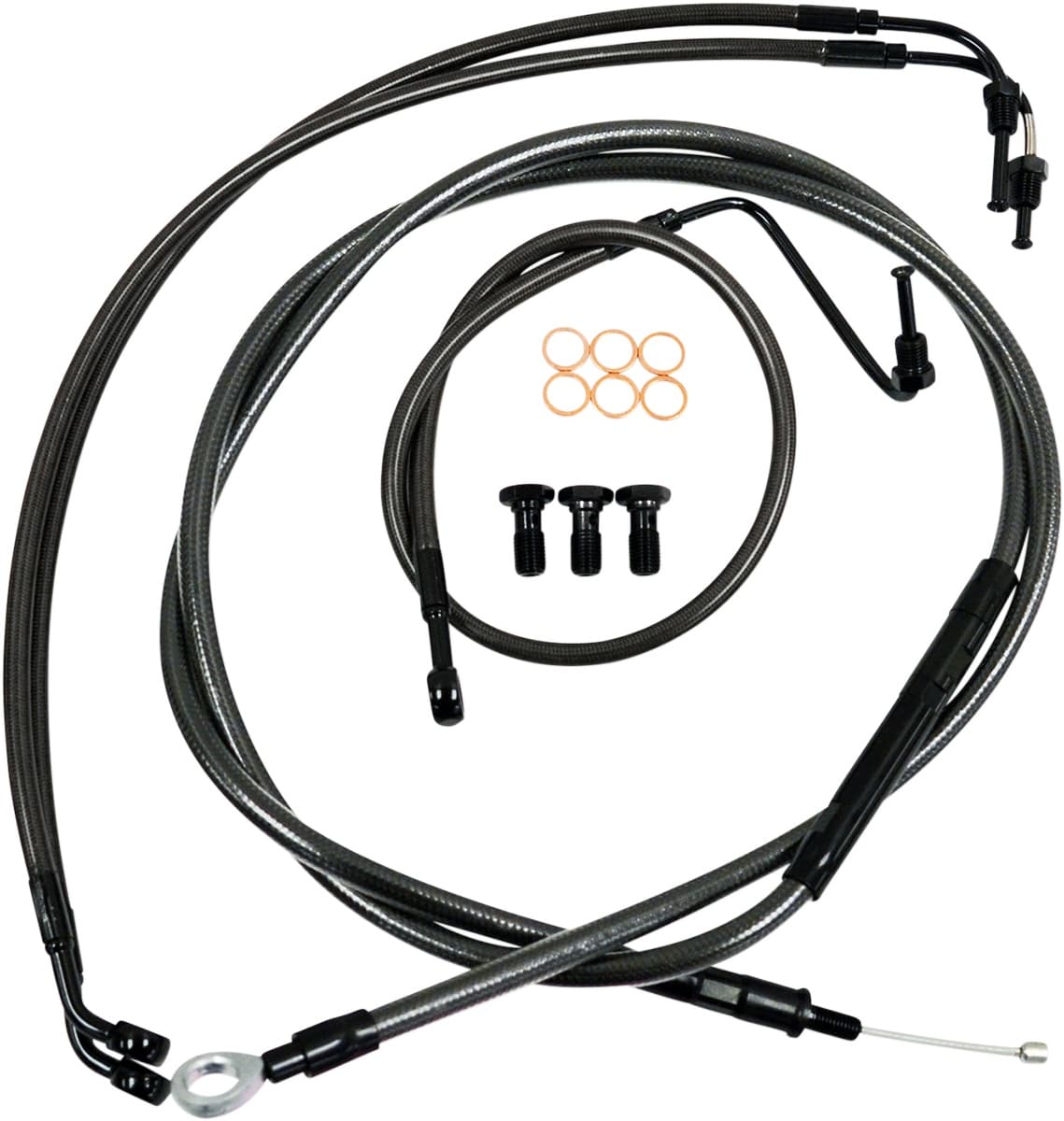 Standard Midnight Braided Handlebar Cable/Brake Line Kit - 12"-14" Ape Hangers - '08-'13 FL
