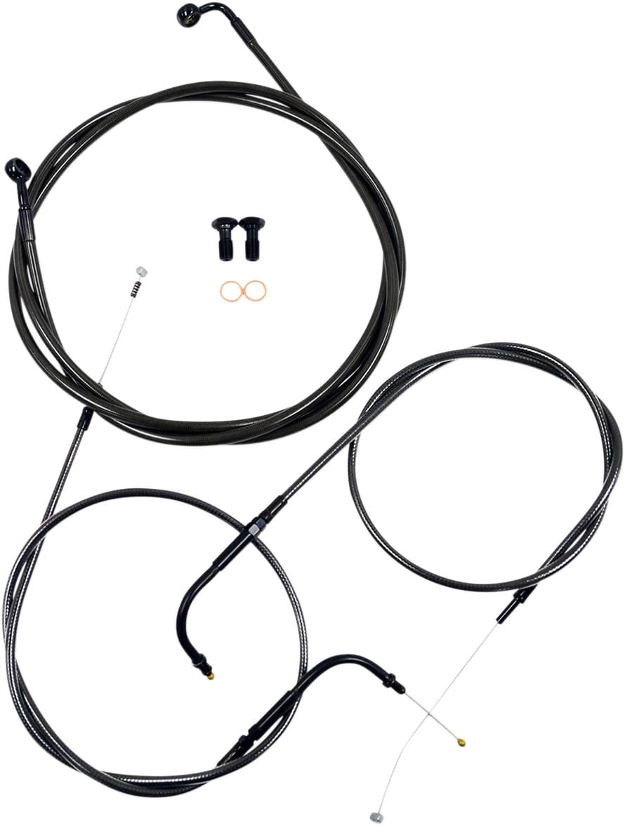Standard Midnight Braided Handlebar Cable/Brake Line Kit - 12"-14" Ape Hangers - '07-'15 Softail