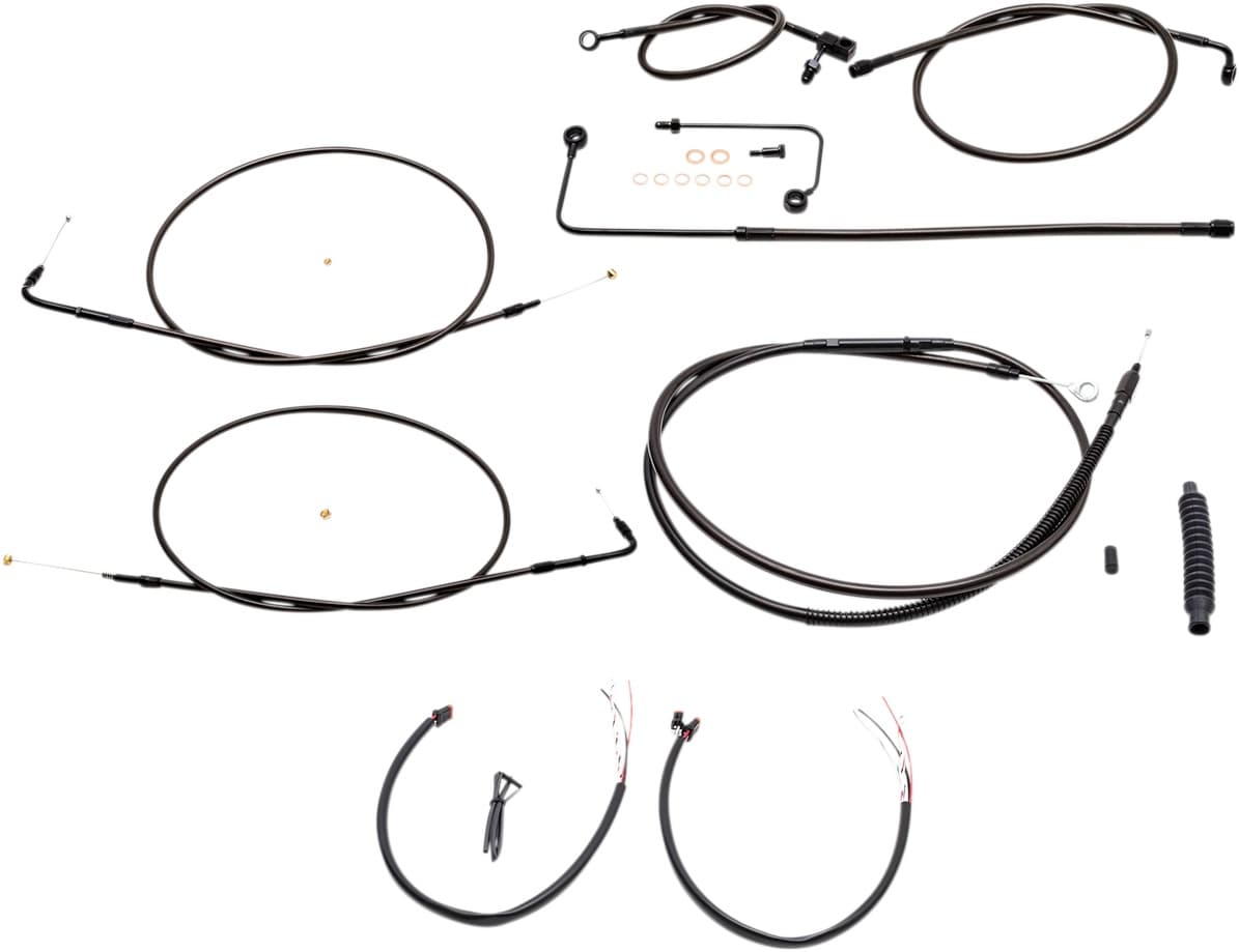 Complete Midnight Braided Cable Kit - 12"-14" Handlebars - '15 FLS