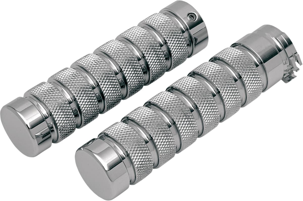 Knurled Notched Custom Grips - Chrome