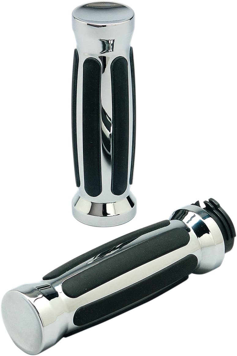 Custom Straight Rubber Grips - TBW - Chrome
