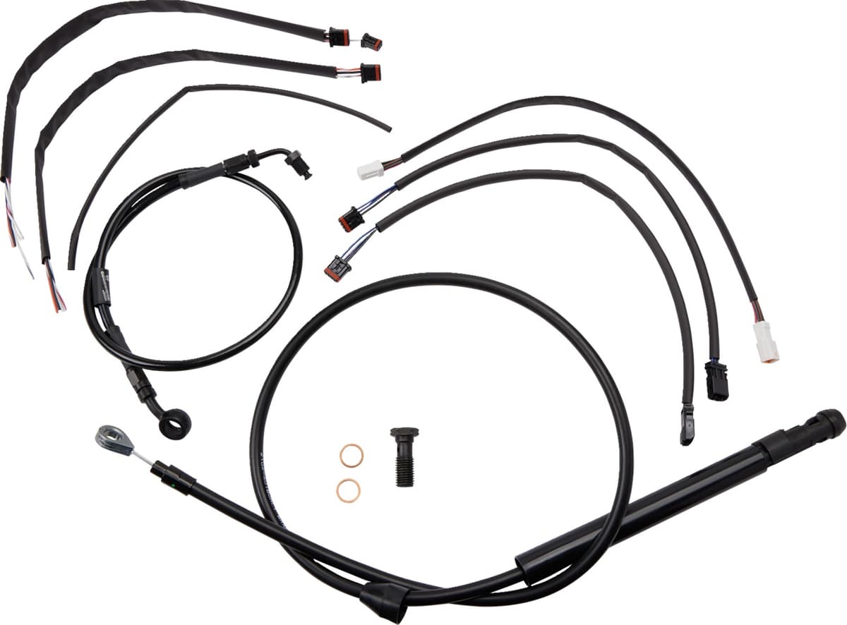 Jail Bar Cable Kit - 12" Handlebars - Black Vinyl - '18-'24 FX