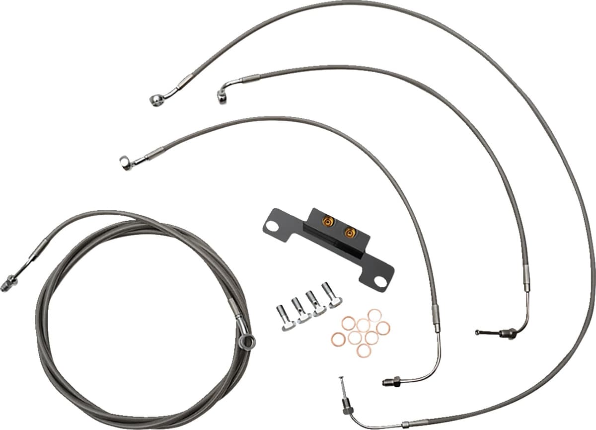 Standard Stainless Braided Handlebar Cable/Brake Line Kit - Stock Ape Hangers - '21-'22 FLH