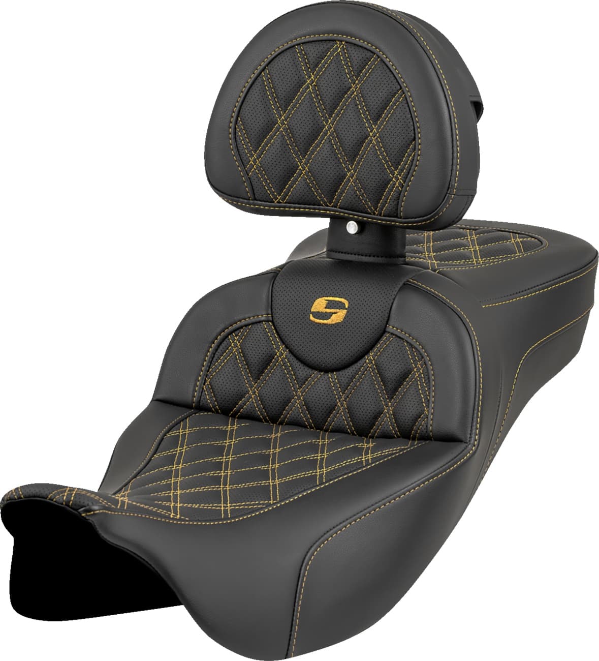 Roadsofa™ Extended Reach Seat - Lattice Stitch - Gold Stitch - with Backrest - FL '08-'23