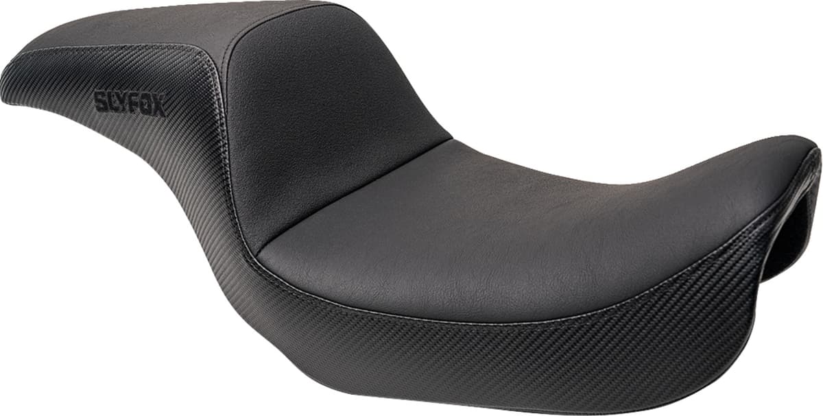 Drifter Seat - Black Logo - Black Vinyl w/ Slipstop - Carbon Fiber - Dyna '96-'03