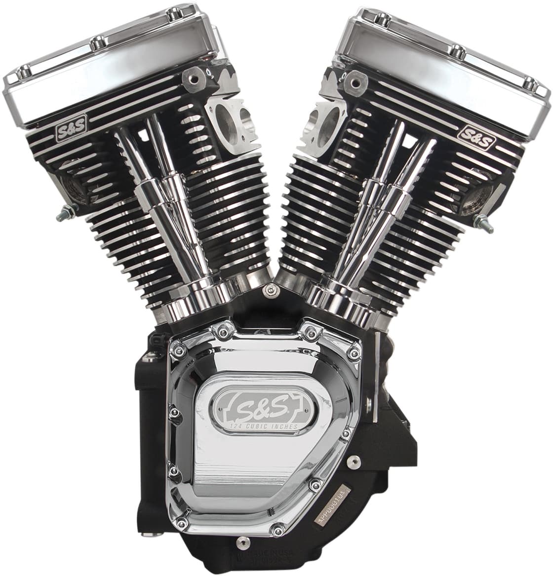 T124 Long Block Engine - Wrinkle Black with Chrome - Touring | Dyna