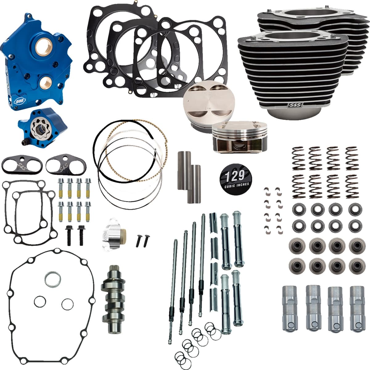 129" Power Package Engine Performance Kit - Chain Drive - Oil Cooled - Highlighted Fins - M8
