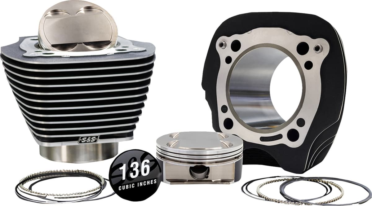 132" High Compression | 136" Big Bore Kit - 4.320" Bore - Black w/Highlighted Fins - M8