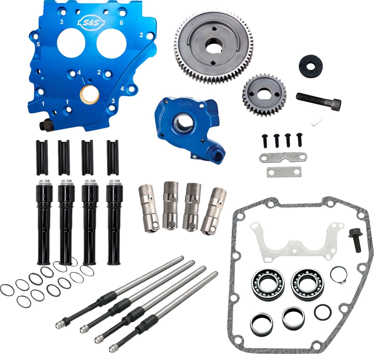 Cam Chest Kit without Cams - Gear Drive - Oil Cooled - Black Pushrods - Twin Cam