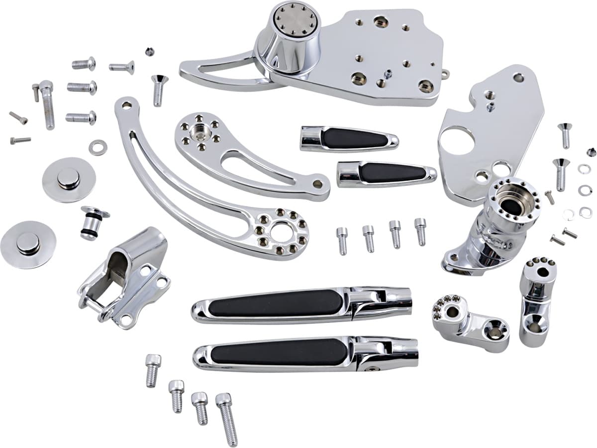 Forward Control - '14+ FLH - Chrome - Standard - Folding Rubber Inlay Pegs - Slotted Levers
