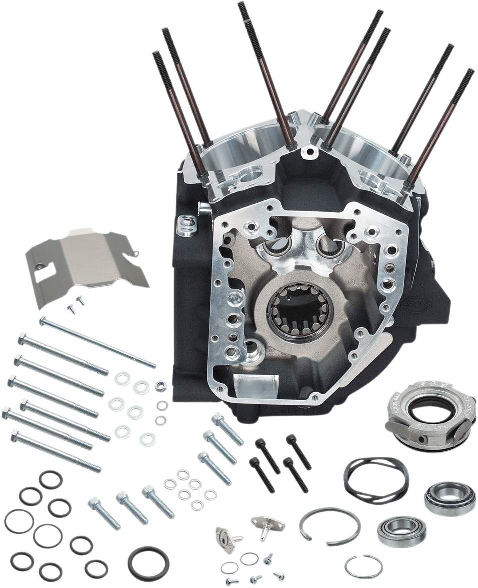 Engine Case - 3.750" Bore w/Stock Stud Pattern - 88A Engine Type - Wrinkle Black -Twin Cam