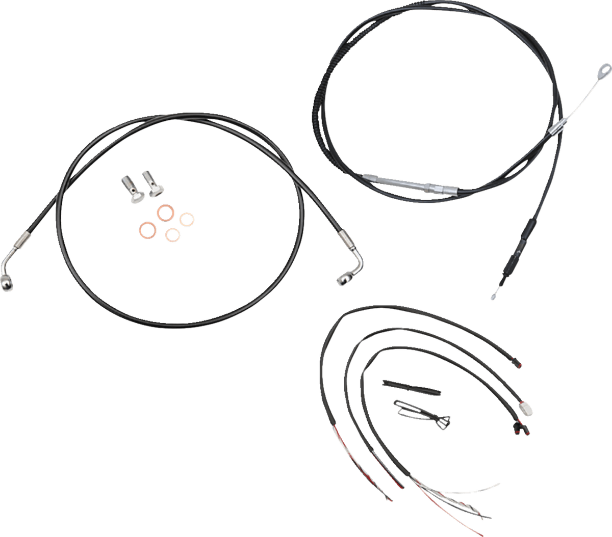 Complete Black Vinyl Braided Handlebar Cable/Brake Line Kit — FLDE Deluxe 107, FLFB Fat Boy 107, FLHC Heritage Classic 107 +8 more 2018-2022