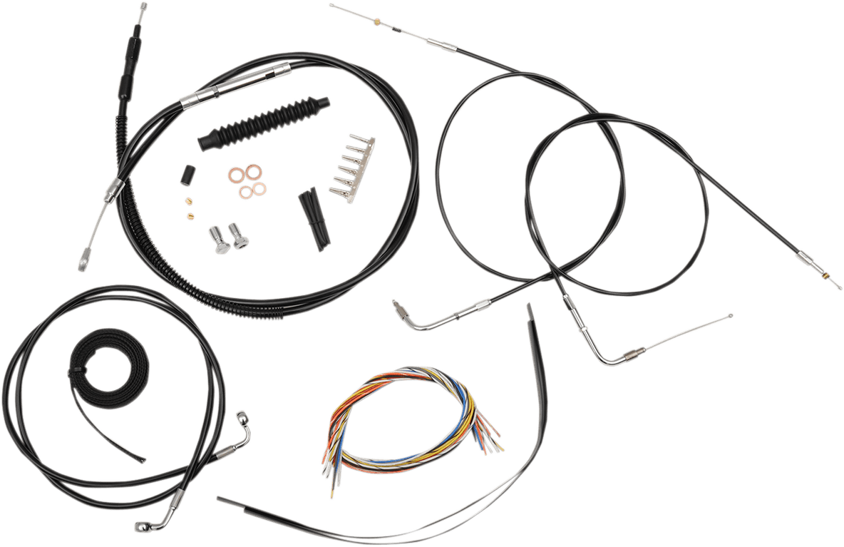 Complete Black Vinyl Braided Handlebar Cable/Brake Line Kit — Sportster 1200 XLH, Sportster 883 XLH, XL1200C Sportster 1200 Custom +4 more 1996-2003